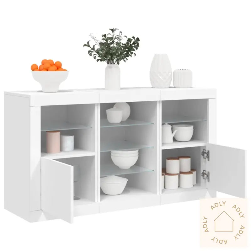 Skjenk Med Led-Lys Hvit 123X37X67 Cm