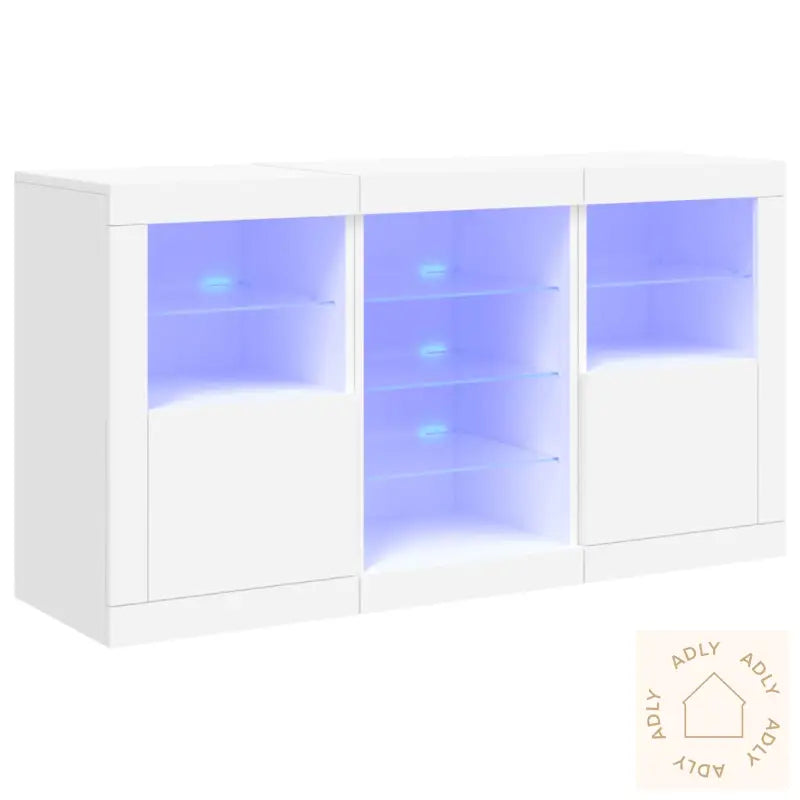 Skjenk Med Led-Lys Hvit 123X37X67 Cm