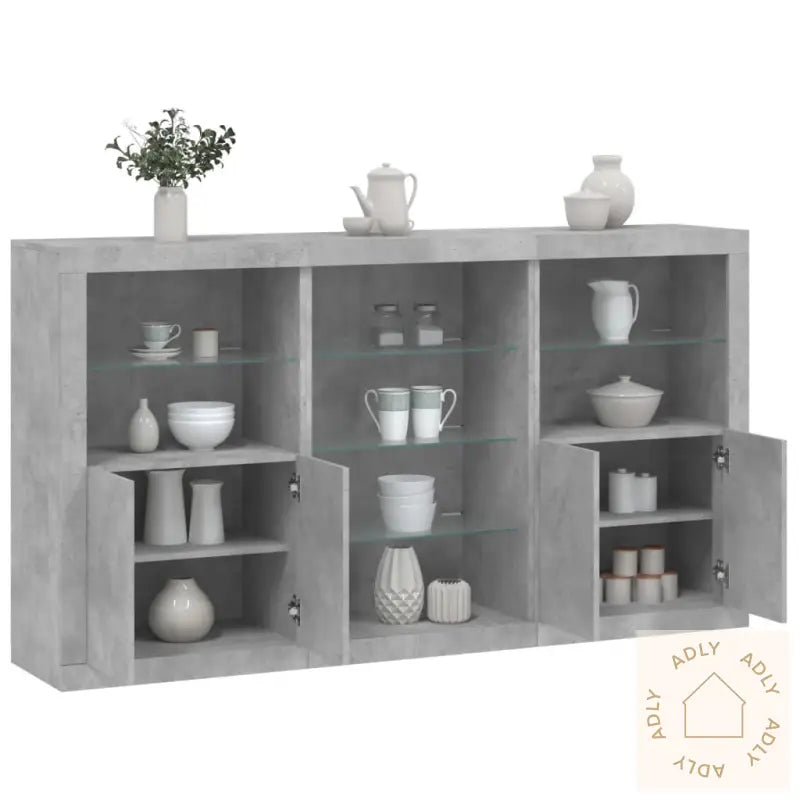 Skjenk Med Led-Lys Betonggrå 181,5X37X100 Cm