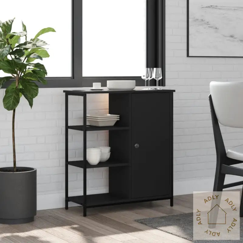 Skjenk Svart 70X30X80 Cm Konstruert Tre