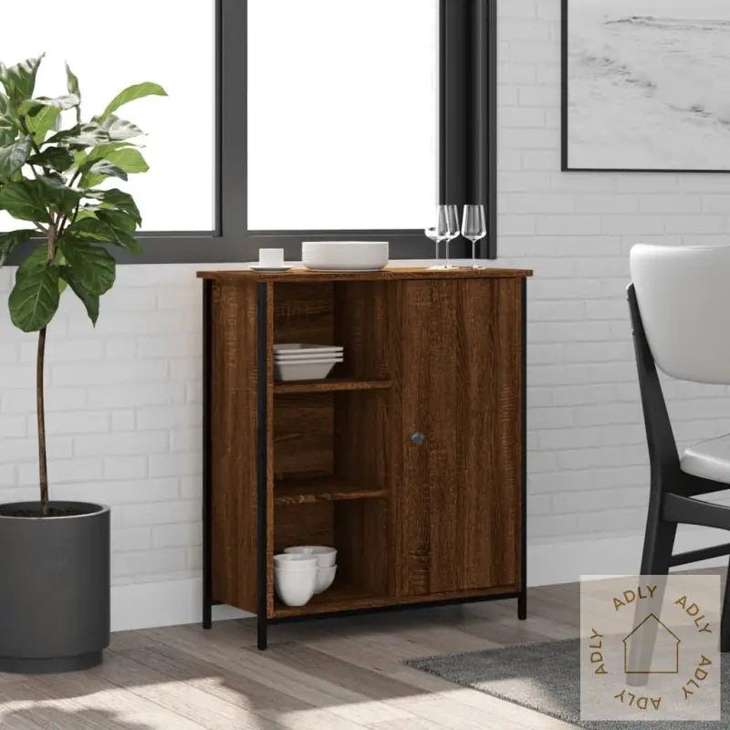 Skjenk Brun Eik 70X30X80 Cm Konstruert Tre