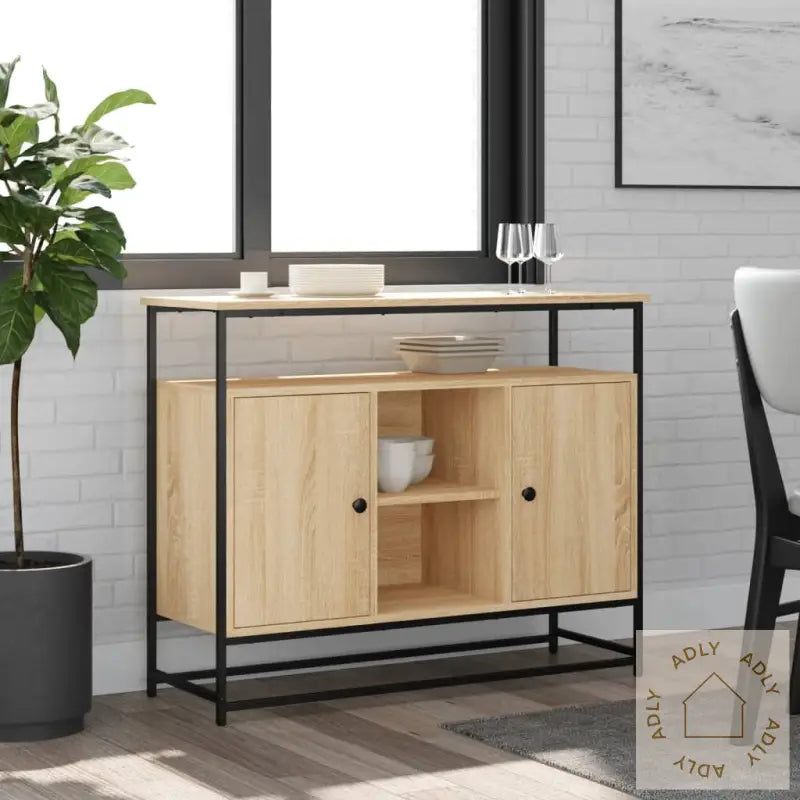Skjenk Sonoma Eik 100X35X80 Cm Konstruert Tre