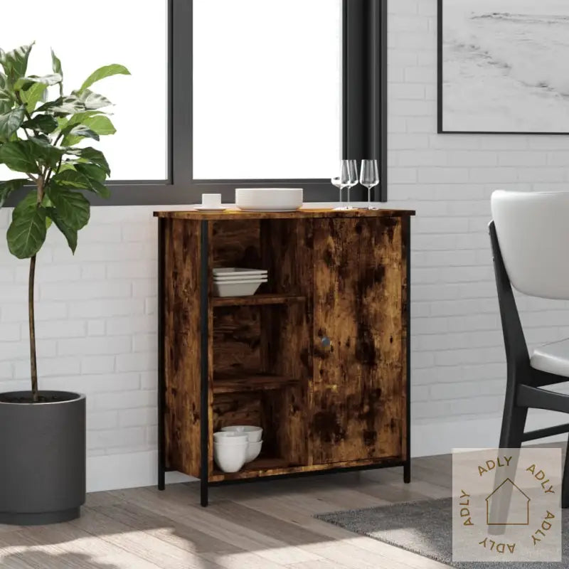 Skjenk Røkt Eik 70X30X80 Cm Konstruert Tre