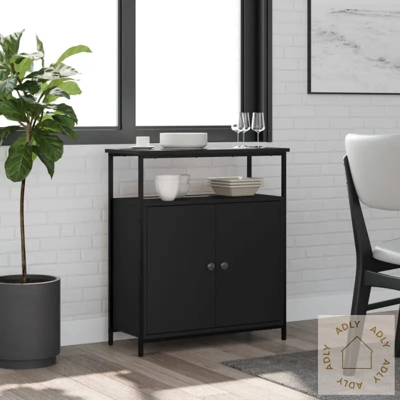 Skjenk Svart 70X30X80 Cm Konstruert Tre
