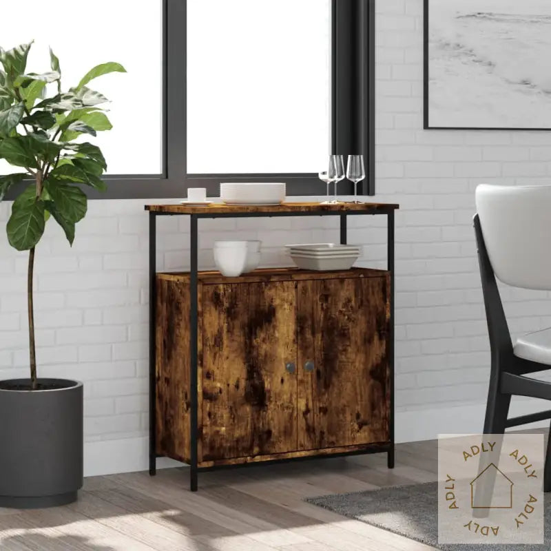 Skjenk Røkt Eik 70X30X80 Cm Konstruert Tre