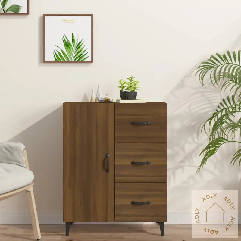 Skjenk Brun Eik 69,5X34X90 Cm Konstruert Tre