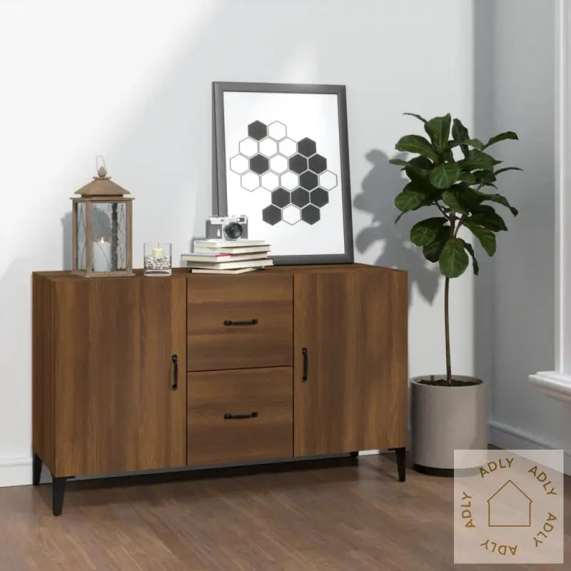Skjenk Brun Eik 100X36X60 Cm Konstruert Tre
