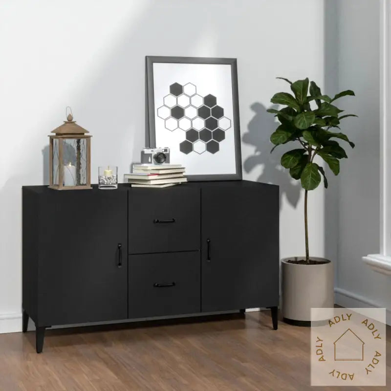Skjenk Svart 100X36X60 Cm Konstruert Tre