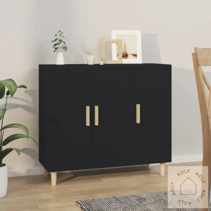Skjenk Svart 90X34X80 Cm Konstruert Tre