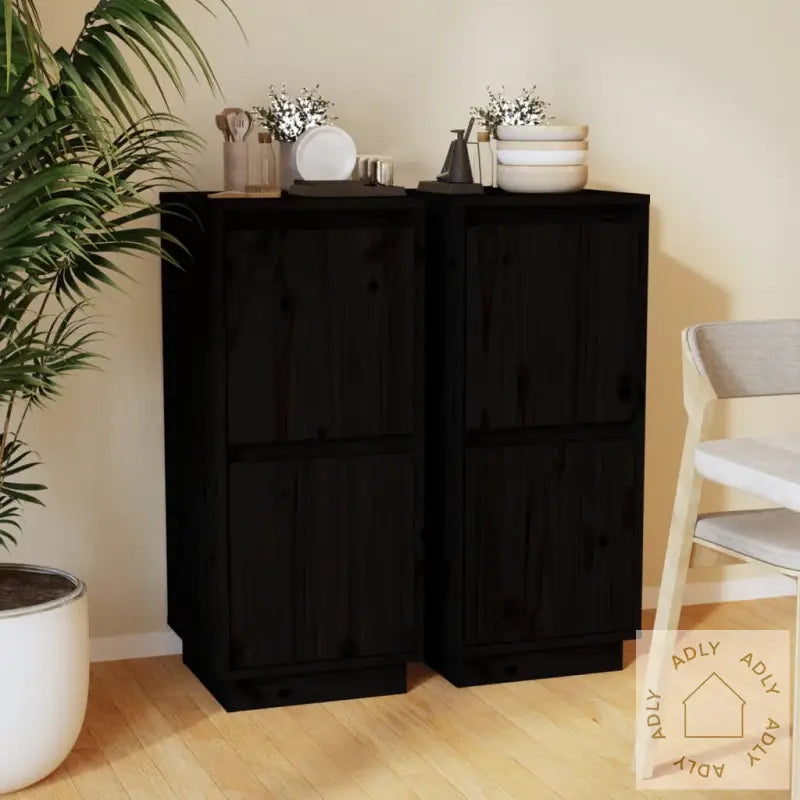 Skjenker Svart 2 Stk 31,5X34X75 Cm Heltre Furu