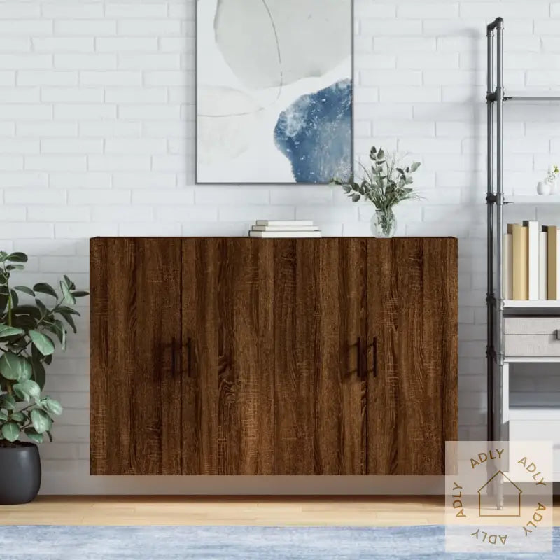 Veggskap 2 Stk Brun Eik 69,5X34X90 Cm