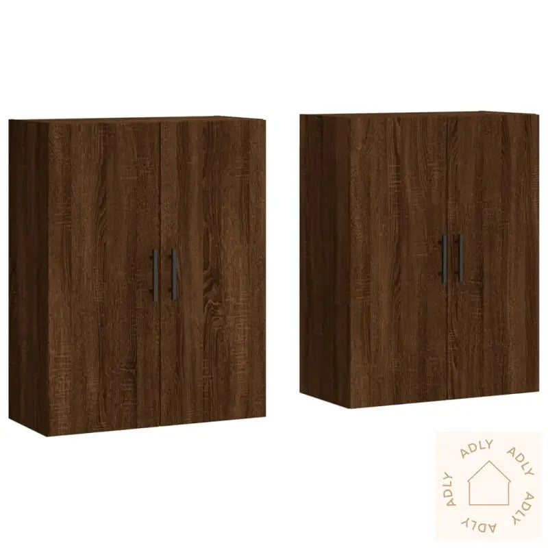 Veggskap 2 Stk Brun Eik 69,5X34X90 Cm