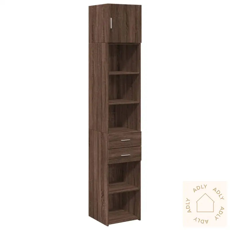 Smalt Oppbevaringsskap Brun Eik 40X42,5X225 Cm Konstruert Tre
