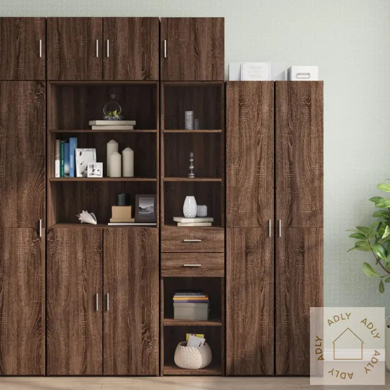 Smalt Oppbevaringsskap Brun Eik 40X42,5X225 Cm Konstruert Tre