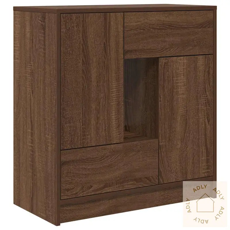 Skjenk Med Skuffer Og Dører Brun Eik 70,5X34X74,5 Cm