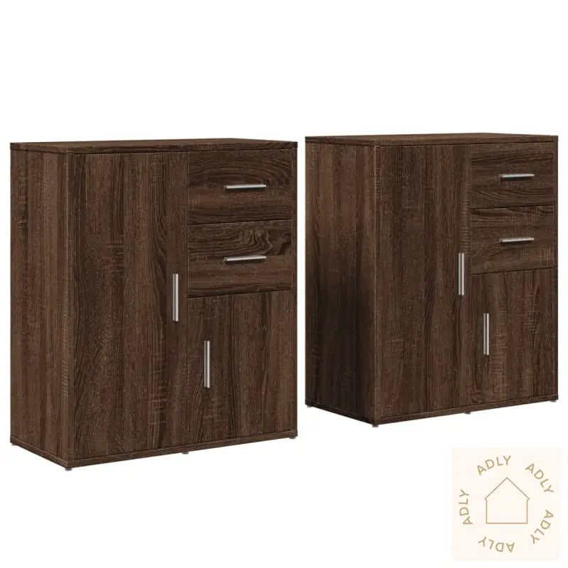 Skjenker 2 Brun Eik 60X31X70 Cm Konstruert Tre