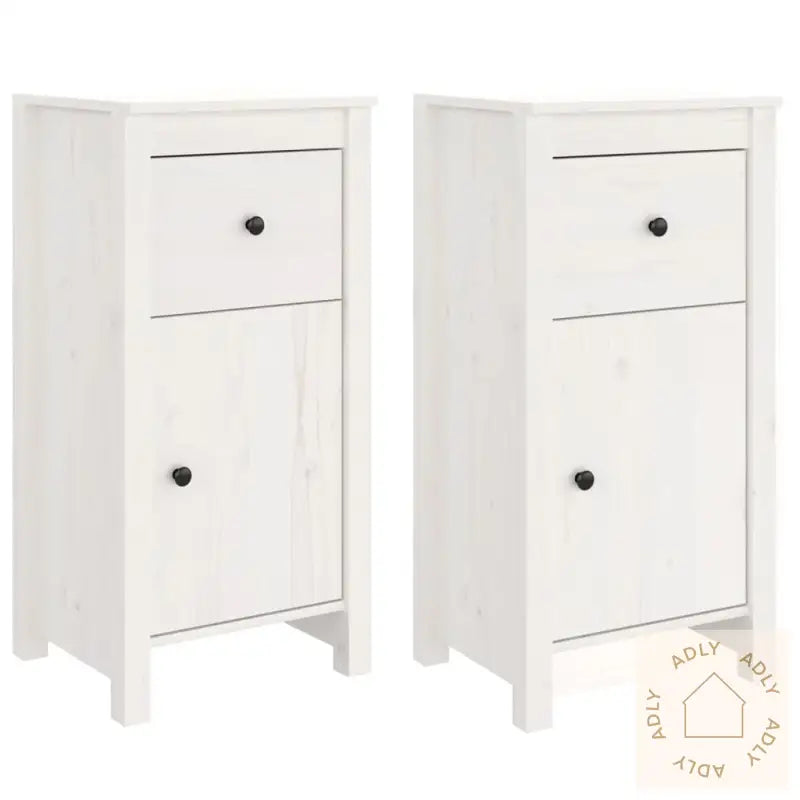 Skjenker 2 Stk Hvit 40X35X80 Cm Heltre Furu
