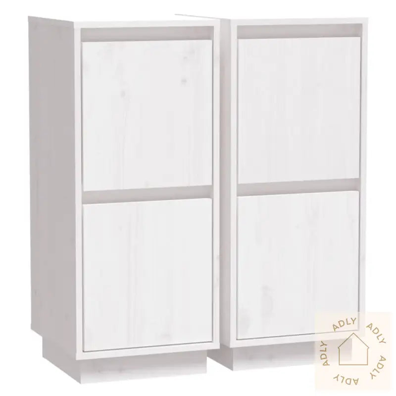 Skjenker 2 Stk Hvit 31,5X34X75 Cm Heltre Furu