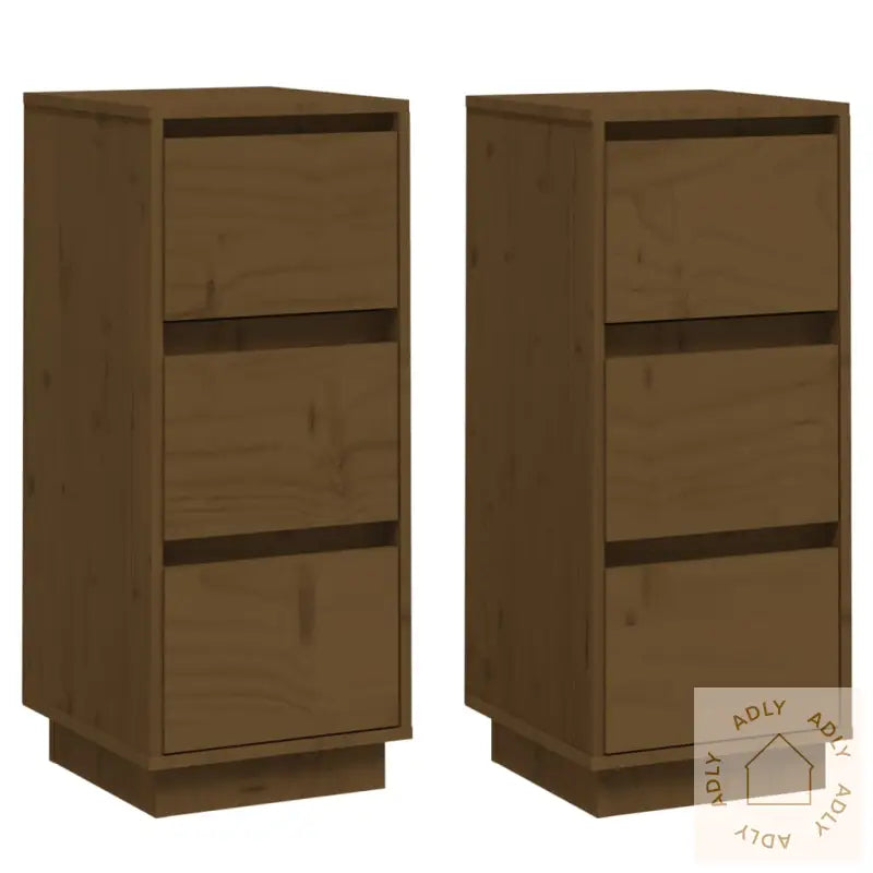 Skjenk 2 Stk Honningbrun 32X34X75 Cm Heltre Furu