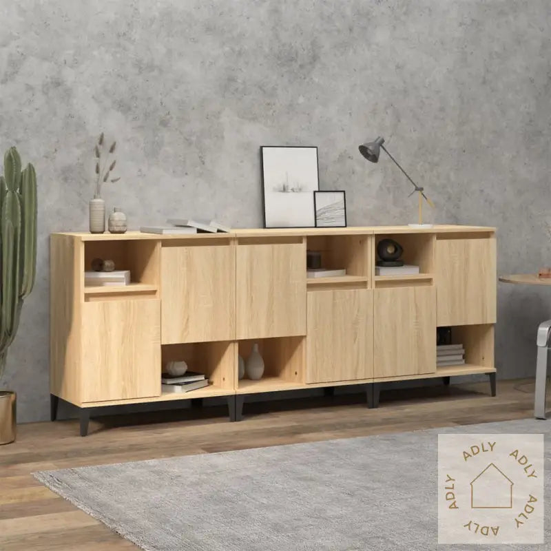 Skjenker 3 Stk Sonoma Eik 60X35X70 Cm Konstruert Tre