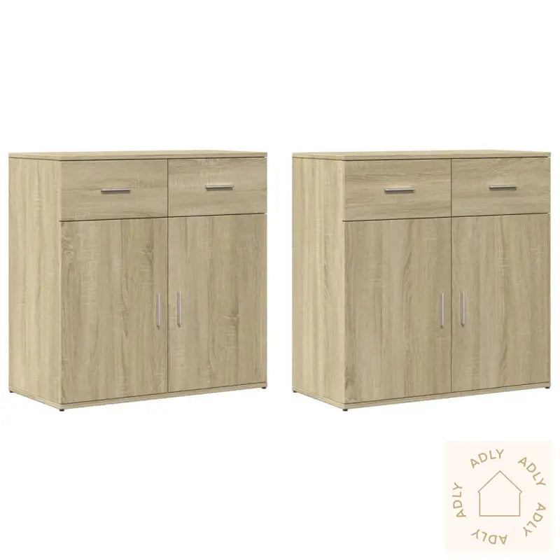 Skjenker 2 Stk Sonoma Eik 79X38X80 Cm Konstruert Tre