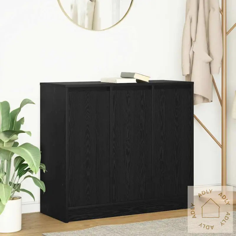 Skjenk Svart Eik 85X34X76 Cm Konstruert Tre