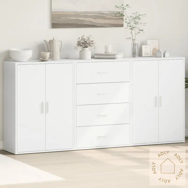 Skjenker 3 Stk Hvit 60X31X84 Cm Konstruert Tre