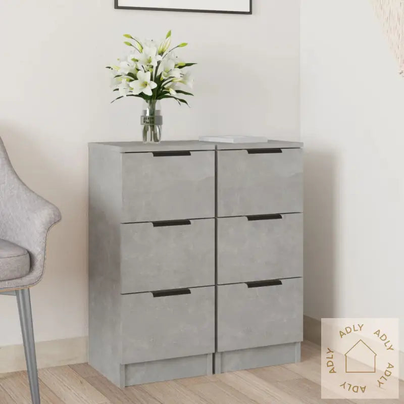 Skjenker 2 Stk Betonggrå 30X30X70 Cm Konstruert Tre