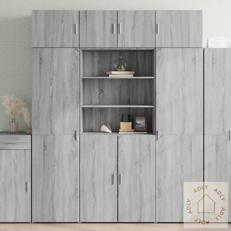 Oppbevaringsskap Grå Sonoma 80X42,5X225 Cm Konstruert Tre