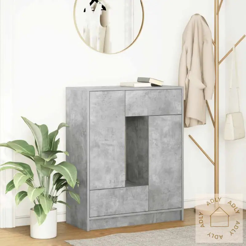 Skjenk Med Skuffer Og Dører Betonggrå 73X31X90 Cm