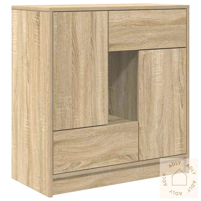 Skjenk Med Skuffer Og Dører Svart Eik 70,5X34X74,5 Cm