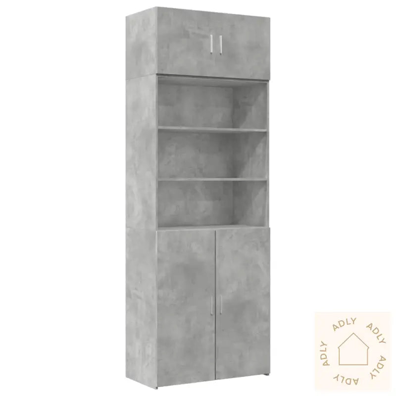 Oppbevaringsskap Betonggrå 80X42,5X225 Cm Konstruert Tre