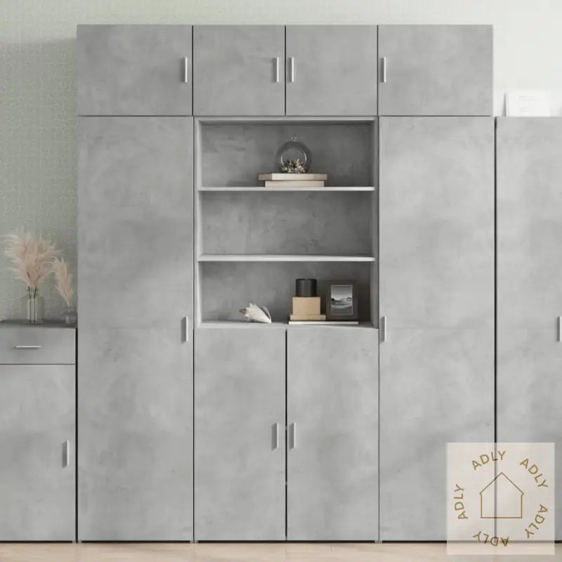 Oppbevaringsskap Betonggrå 80X42,5X225 Cm Konstruert Tre