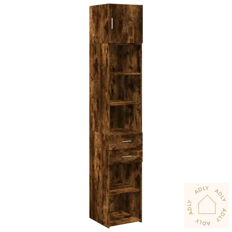 Smalt Oppbevaringsskap Røkt Eik 40X42,5X225 Cm Konstruert Tre