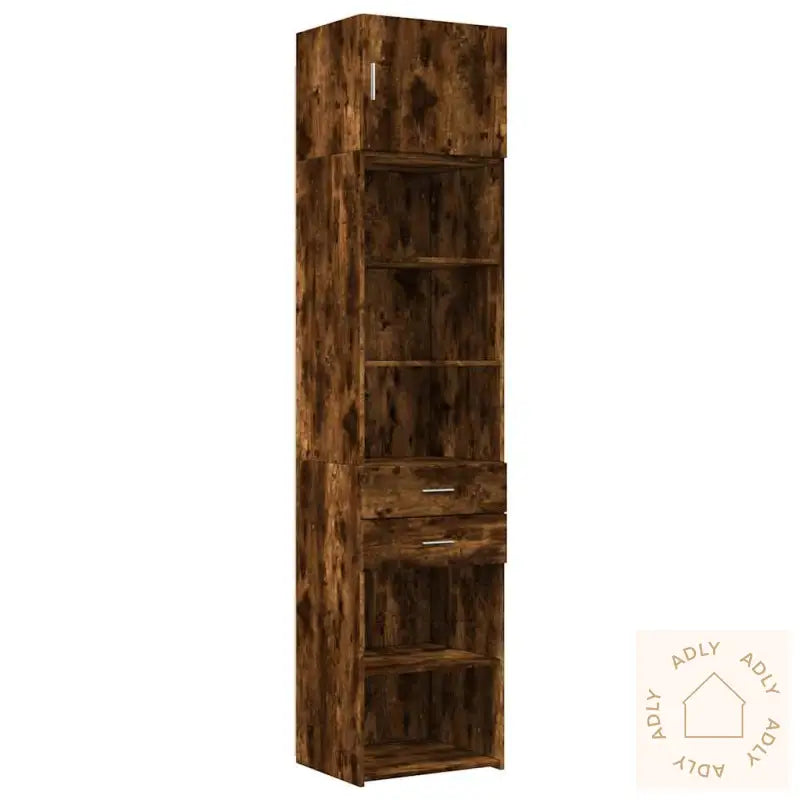 Smalt Oppbevaringsskap Røkt Eik 50X42,5X225 Cm Konstruert Tre