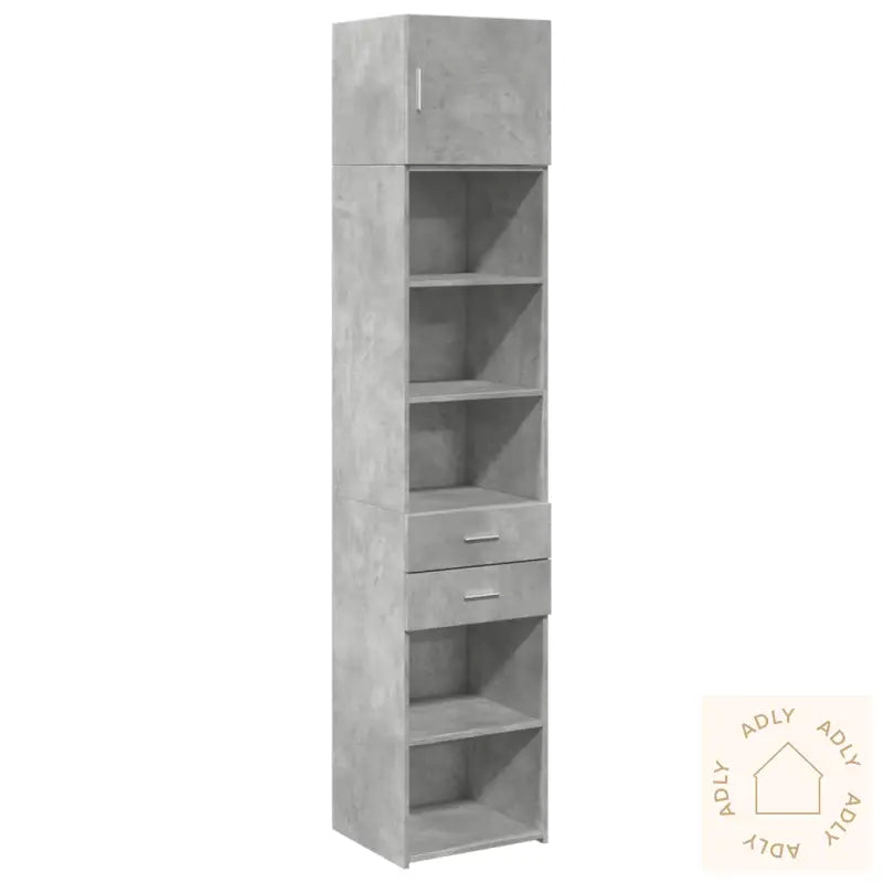 Smalt Oppbevaringsskap Betonggrå 45X42,5X225 Cm Konstruert Tre