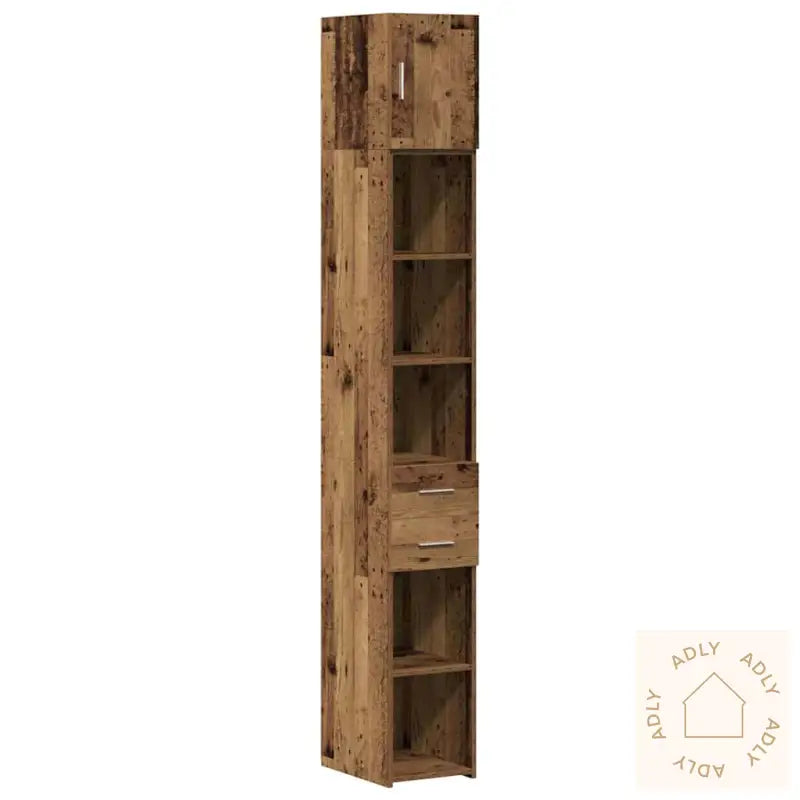 Slim Storage Cabinet Gamle Treverk 30X42.5X225 Cm Ingeniørtre
