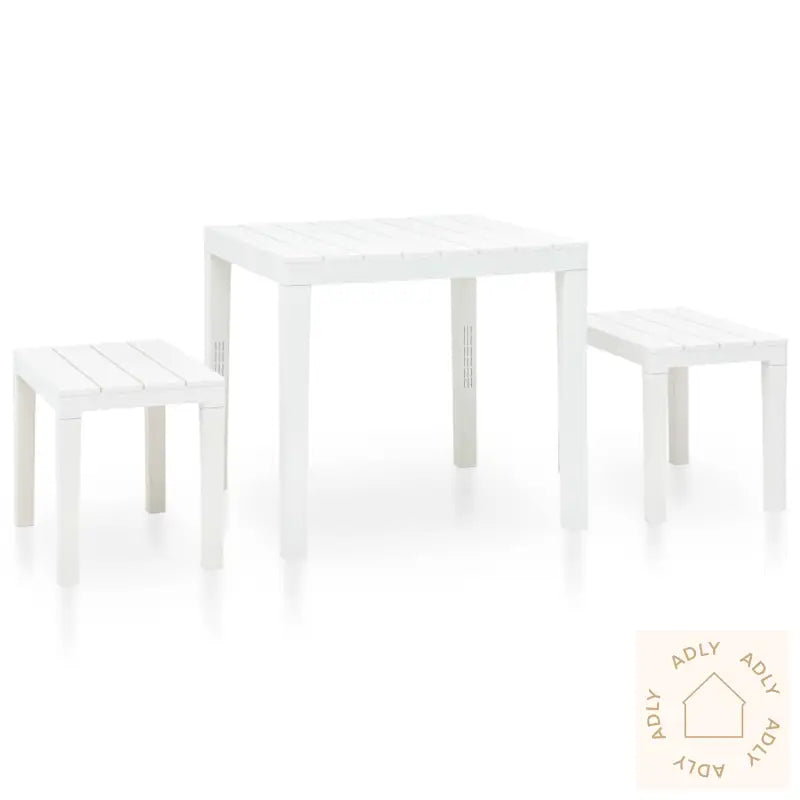Hagebord Med 2 Benker Plast Hvit
