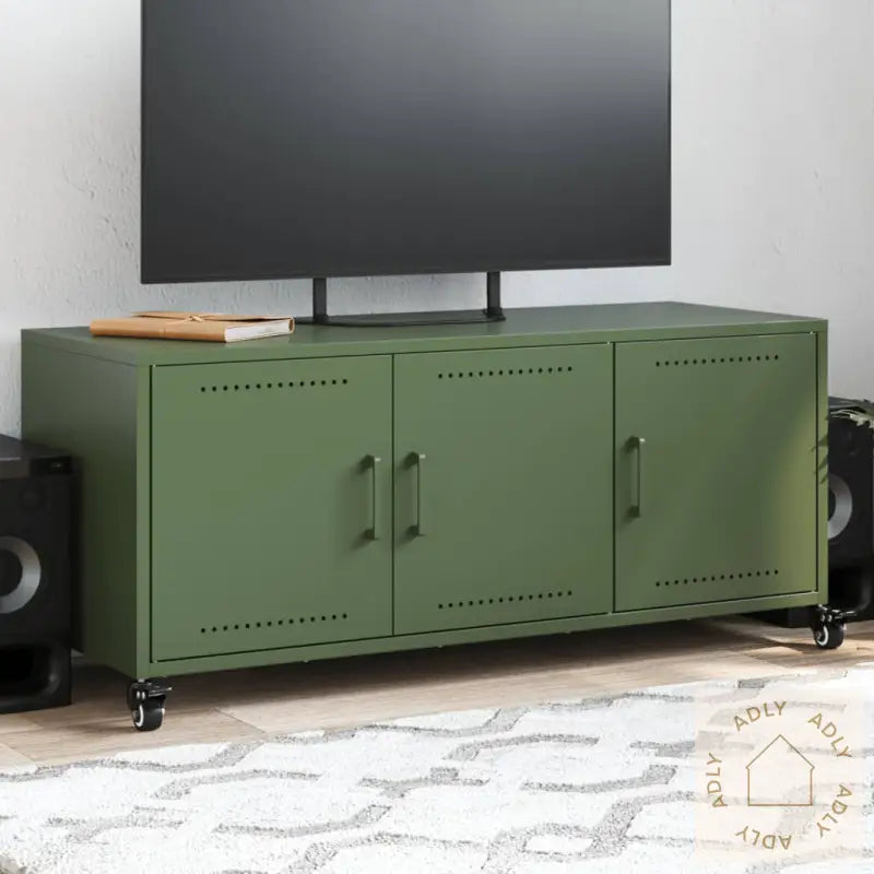 Tv-Benk Olivengrønn 100,5X39X43,5 Cm Stål