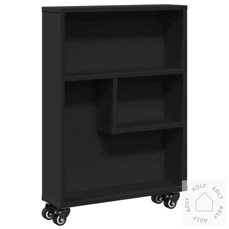 Smal Oppbevaringsvogn Svart 48X13X68 Cm Konstruert Tre