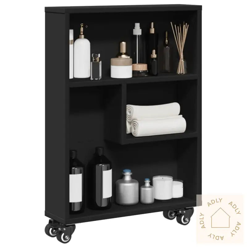 Smal Oppbevaringsvogn Svart 48X13X68 Cm Konstruert Tre