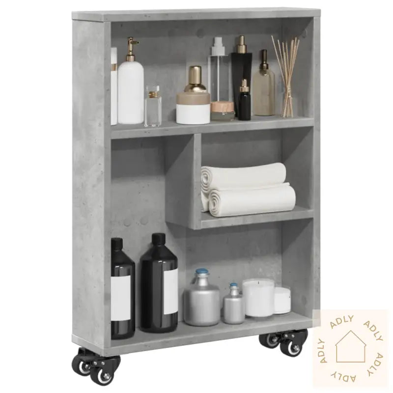 Smal Oppbevaringsvogn Betonggrå 48X13X68 Cm Konstruert Tre