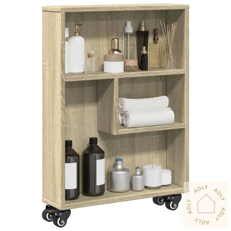 Smal Oppbevaringsvogn Sonoma Eik 48X13X68 Cm Konstruert Tre