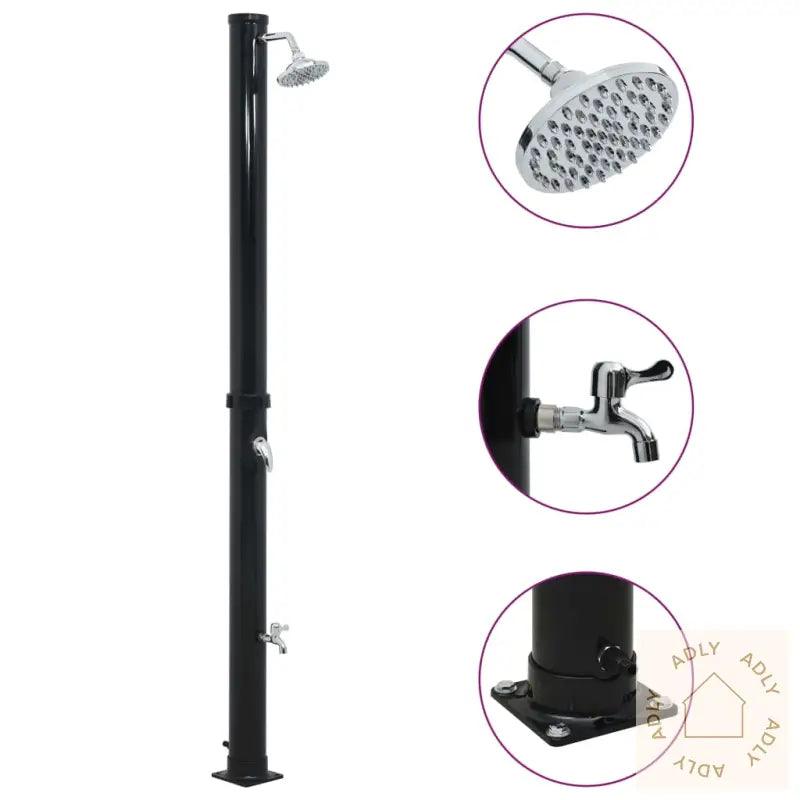 Soloppvarmet Dusj Svart 220 Cm 20 L