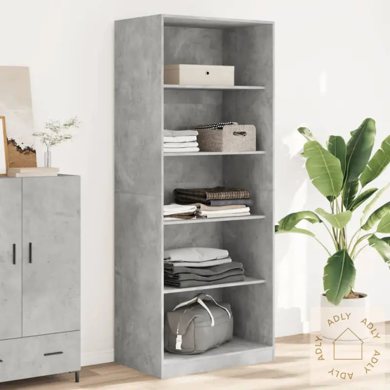 Garderobe Betonggrå 80X50X200 Cm Konstruert Tre