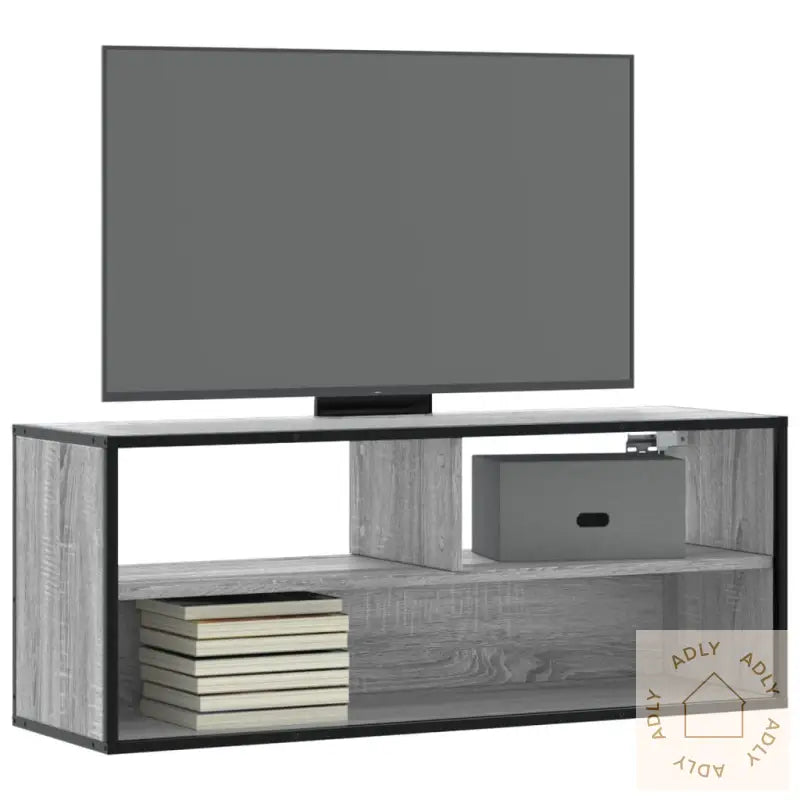 Tv-Benk Grå Sonoma 100X31X39,5 Cm Konstruert Tre Og Metall