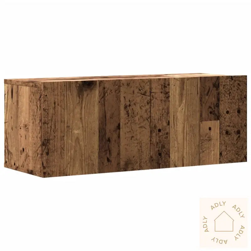 Vegghengt Tv-Benk Gammelt Tre 80X30X30 Cm Konstruert Tre