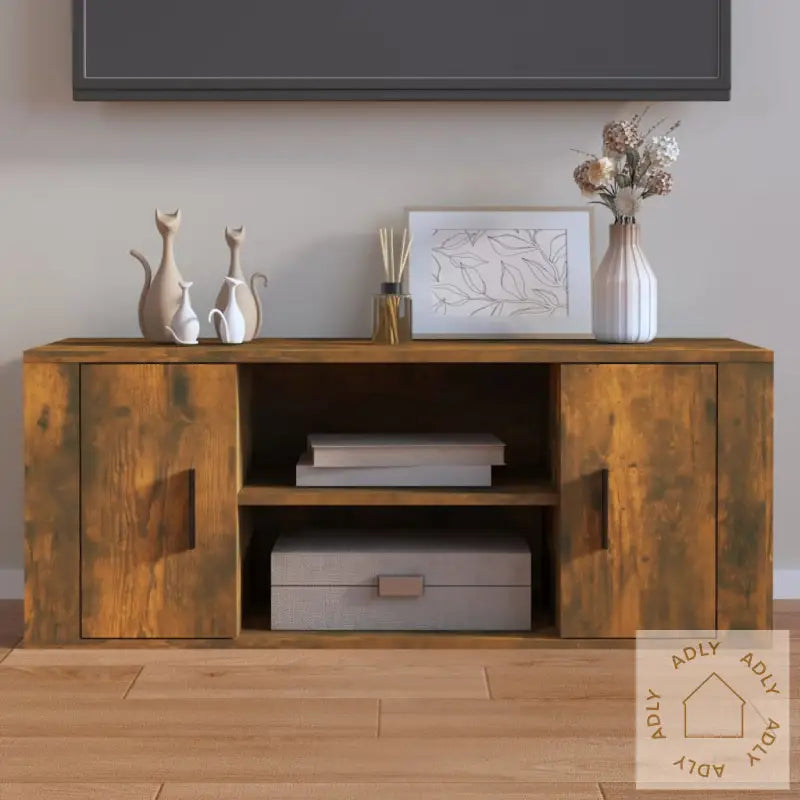 Tv-Benk Røkt Eik 100X35X40 Cm Konstruert Tre