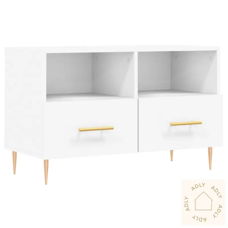 Tv-Benk Hvit 80X36X50 Cm Konstruert Tre