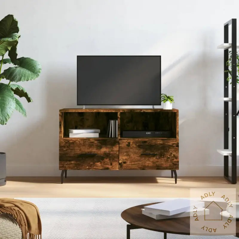 Tv-Benk Røkt Eik 80X36X50 Cm Konstruert Tre